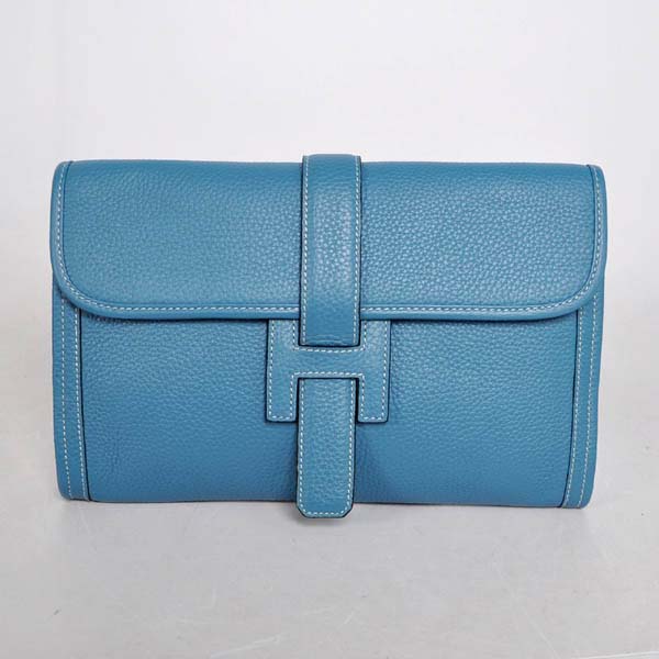 High Quality Hermes Jige Large Clutch Handbag Blue 1053 Replica - Click Image to Close